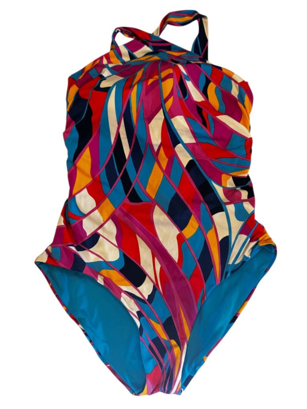 TRINA TURK Multicolor Abstract Halter One-Piece Swimsuit Size 10